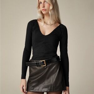 J. Crew Black Long-Sleeve Scoop Neck Top